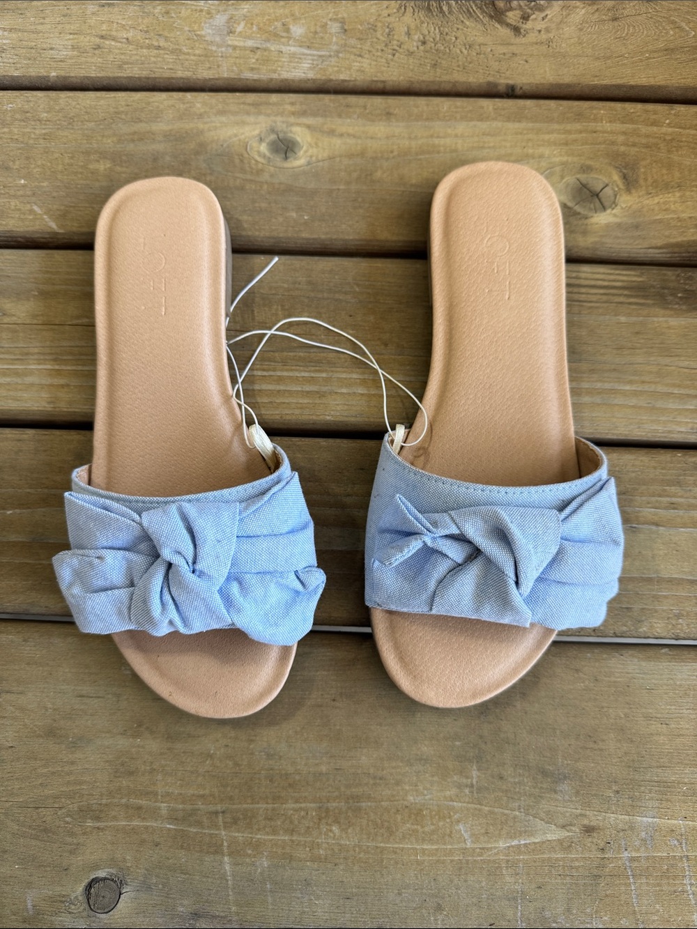 LOFT Light Blue Knotted Slide Sandals
